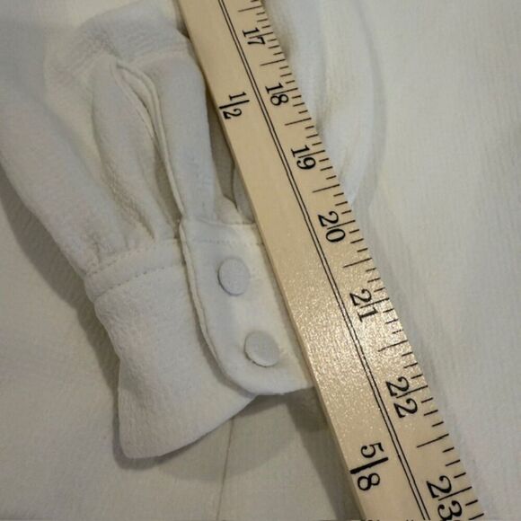 Club Monaco White Mini Dress Button Cuff Zip Back Textured Fit and Flare Size 00 - Picture 11 of 12